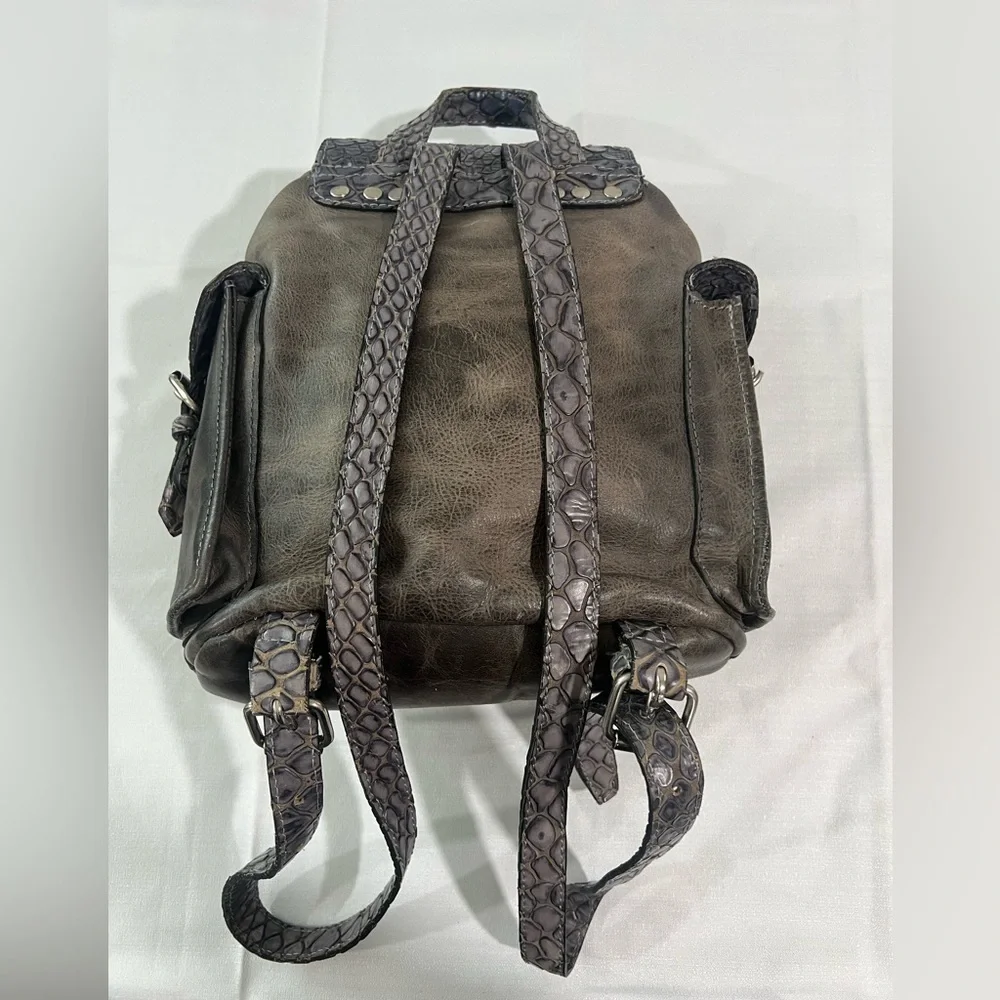 Freebird By Steven Brett Stone Snake Leather Backpack - Picture 5 of 11